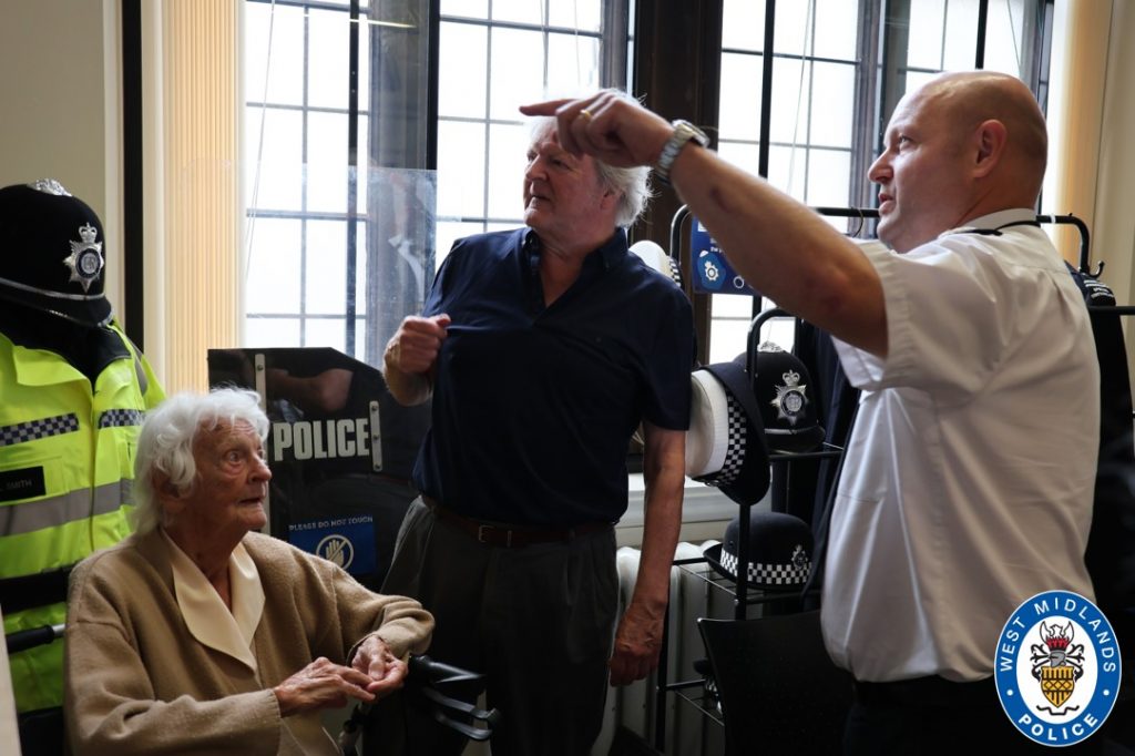 Chief Guildford talking to Roy in the Coventry Museum