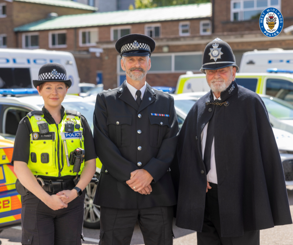 Charlotte, Simon and Dennis posing in their respective uniforms