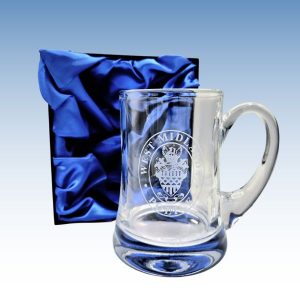 WMP Crest Glass Tankard - with presentation case